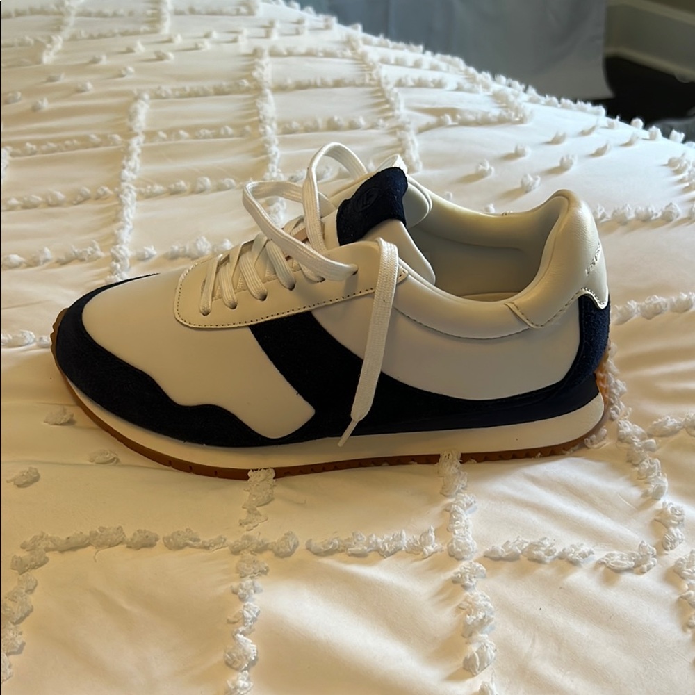 Stylish White and Navy Sneakers